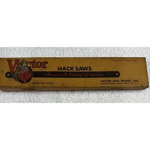 Vtg Victor Hack Saws‎ Hand Blades Advertising Tin USA 1937